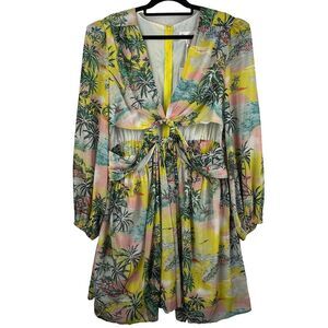 L'Atiste By Amy Hawaiian Dress 2X Cut Out Peekaboo Tropical Resort Beach Wedding